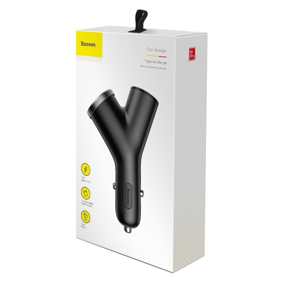baseus y type dual usb car charger